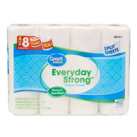 Alea's Deals *IN STOCK* Great Value Everyday Strong Paper Towels, 4 Double Rolls only $3.82!  