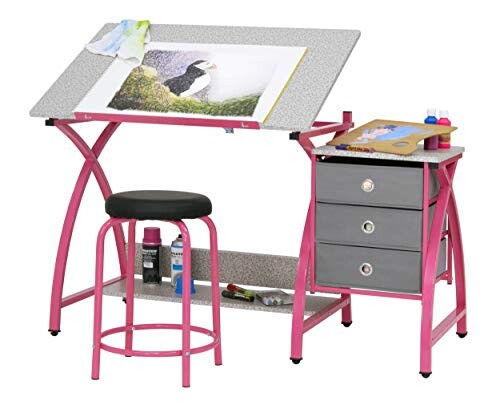 Alea's Deals Comet Center with Stool in Pink or Purple Up to 51% Off! Was $199.99!  