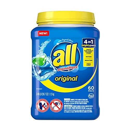 Alea's Deals All Mighty Pacs Laundry Detergent 4 in 1 Stainlifter, Tub, 60 Count  – ON SALE➕SUB/SAVE!  