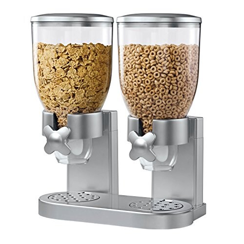 Alea's Deals Indispensable Dry Food Dispenser, Dual Control, Silver Up to 51% Off! Was $48.99!  