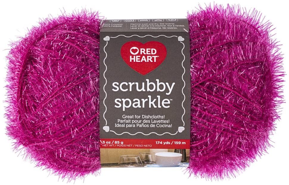 Alea's Deals Red Heart Scrubby Sparkle Yarn, Watermelon Up to 61% Off! Was $6.48!  
