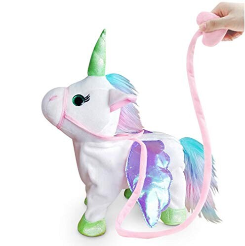 Alea's Deals Electric Walking Unicorn Plush Toy Stuffed Animal Toy Electronic Music Unicorn Toy for Children 35cm (White) Up to 53% Off! Was $29.99!  