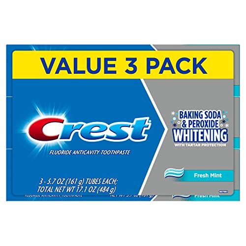 Alea's Deals Crest Cavity & Tartar Protection Toothpaste, Whitening Baking Soda & Peroxide, (3 Count of 5.7 oz Tubes Each) 17.1 oz  – ON SALE+SUB/SAVE!  