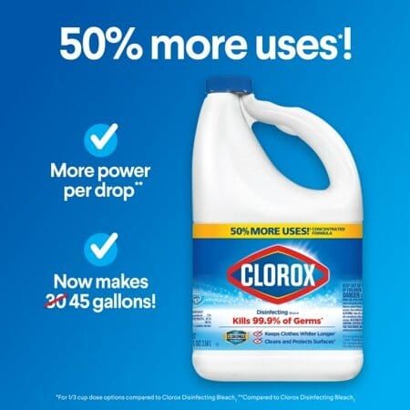Alea's Deals *BACK IN STOCK* Clorox Disinfecting Bleach Concentrated Formula Makes 45 Gallons at Walmart! HURRY!  