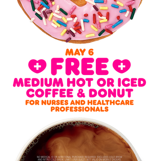 Alea's Deals Dunkin’ Donuts: Free Coffee & Donut for Healthcare Workers on May 6th!  