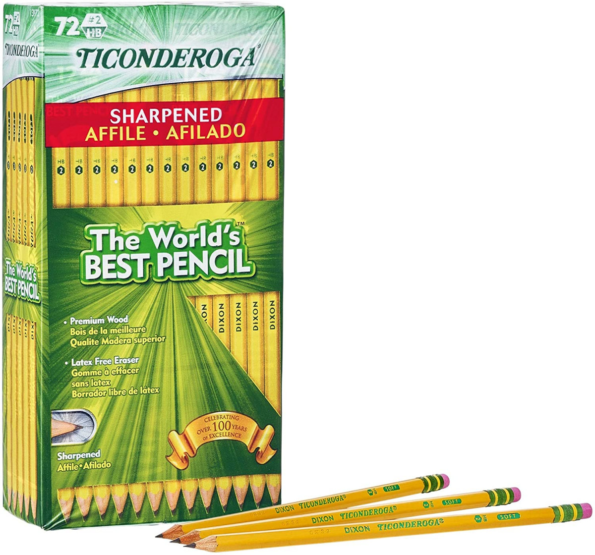 Alea's Deals TICONDEROGA Pencils, Wood-Cased #2 HB Soft, Pre-Sharpened with Eraser, Yellow, 72-Pack (13972) Up to 55% Off! Was $21.29!  