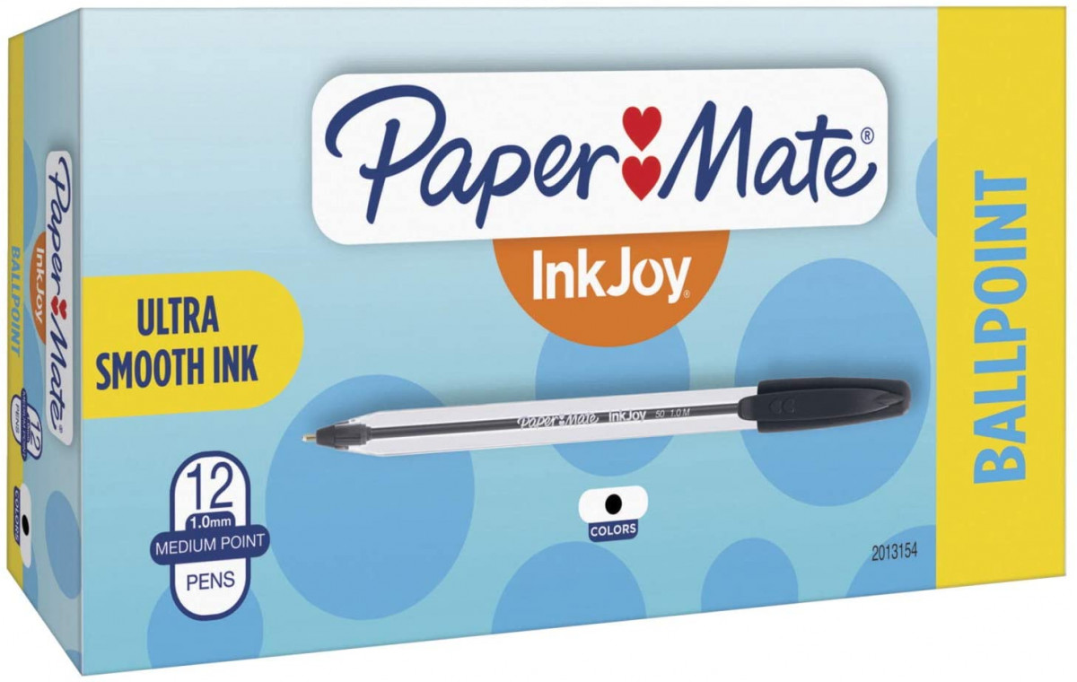 Alea's Deals Paper Mate InkJoy 50ST Ballpoint Pens, Medium Point (1.0mm), Black, Box of 12 Pens Up to 49% Off! Was $3.50!  