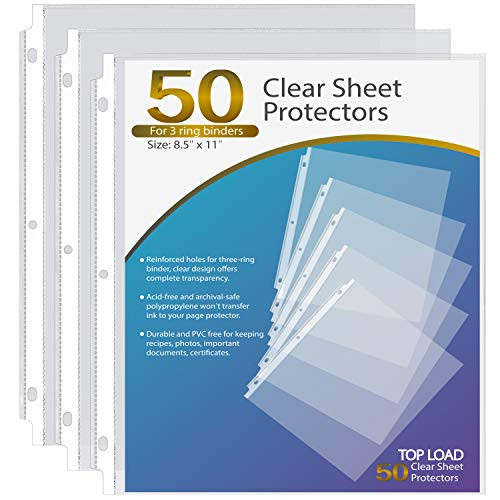 Alea's Deals 38% Off 50CT Sheet Protectors 8.5 x 11 Inches Clear Page Protectors for 3 Ring Binder Was $7.99!  