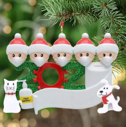 Alea's Deals *HOT* Personalized Quarantine Christmas 2020 Ornament *MADE IN US!* Up to 7 People + Cat & Dog!  