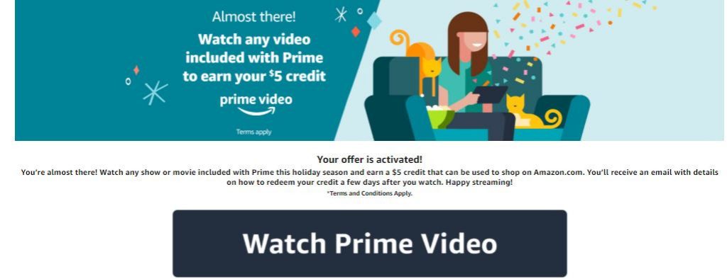 Alea's Deals FREE $5 Amazon Credit When You Stream ANY Video Included w/ Prime  