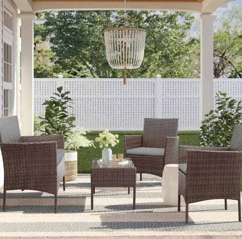 Alea's Deals Walmart: 4 Piece Brown PE Rattan Wicker Outdoor Patio Furniture Set $167.99 (Reg. $275.99) + Free Shipping  