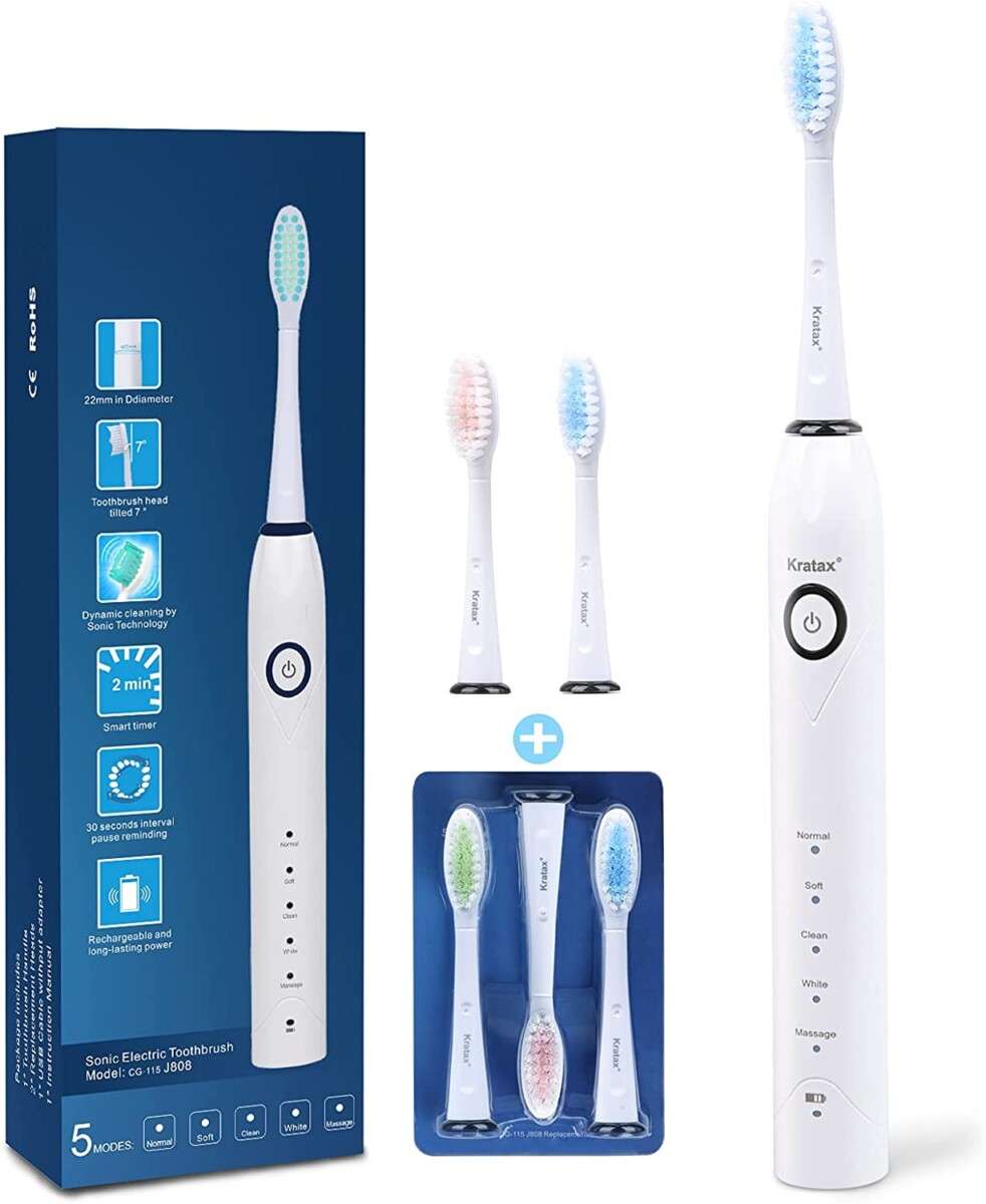 Alea's Deals 59% Off Sonic Toothbrush Electric Toothbrushes for Adults Kratax USB Rechargeable Toothbrush! Was $23.99 ($23.99 / Count)!  