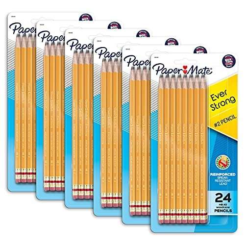 Alea's Deals 48% Off Paper Mate EverStrong #2 Pencils, Reinforced, Break-Resistant Lead When Writing, 6 Packs of 24 (144 Count)! Was $22.99!  