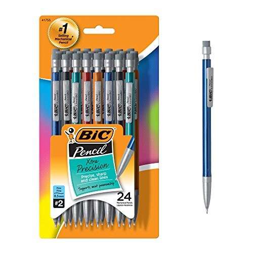 Alea's Deals 69% Off BIC Xtra-Precision Mechanical Pencil, Metallic Barrel, Fine Point (0.5mm), 24-Count! Was $12.80!  