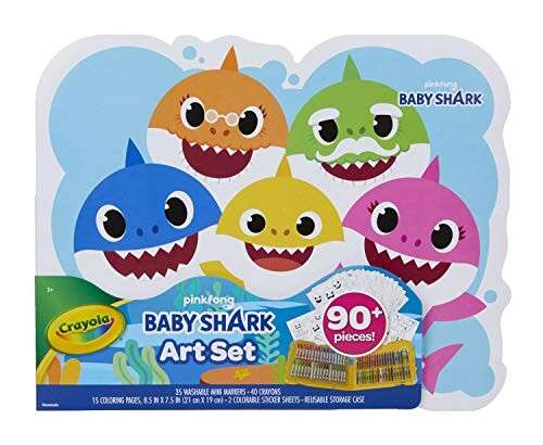 Alea's Deals 39% Off Crayola Baby Shark Art Set, 90 Pieces, Gift for Kids, 4, 5, 6, 7! Was $22.99!  