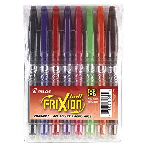 Alea's Deals 66% Off PILOT FriXion Ball Erasable & Refillable Gel Ink Stick Pens, Fine Point, Assorted Color Inks, 8-Pack Pouch (31569)! Was $21.04!  