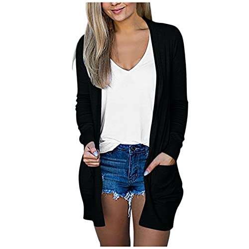 Alea's Deals Sweaters for Women Casual, Womens Long Sleeve Open Front Cardigan Lightweight Coat Comfy Fall Sweater Tops with Pockets!  