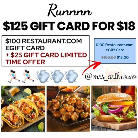 Alea's Deals RUN! $125 Restaurant.com Gift Card for ONLY $18!  