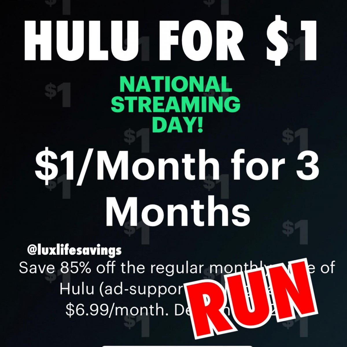 Alea's Deals *LIMITED TIME* Hulu ONLY $1.00 a Month for 3 Months!  