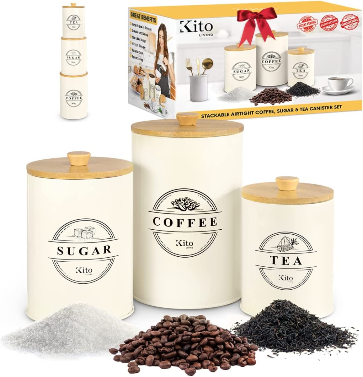 Alea's Deals 50% Off Kito LIVING Canister Sets for Kitchen Counter 3 Piece! Was $49.90!  