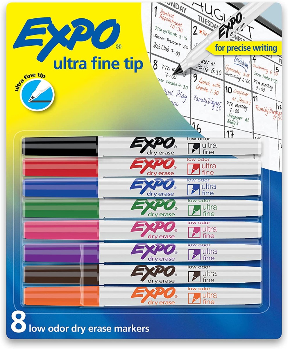 Alea's Deals 62% Off EXPO Low Odor Dry Erase Markers, Ultra-Fine Tip, Assorted Colors, 8 Pack! Was $16.77!  