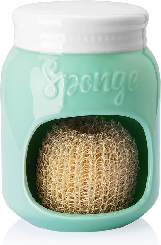 Alea's Deals 63% Off Porcelain Mason jar Sponge Holder for Kitchen Sink, Mint Green! Was $15.99!  