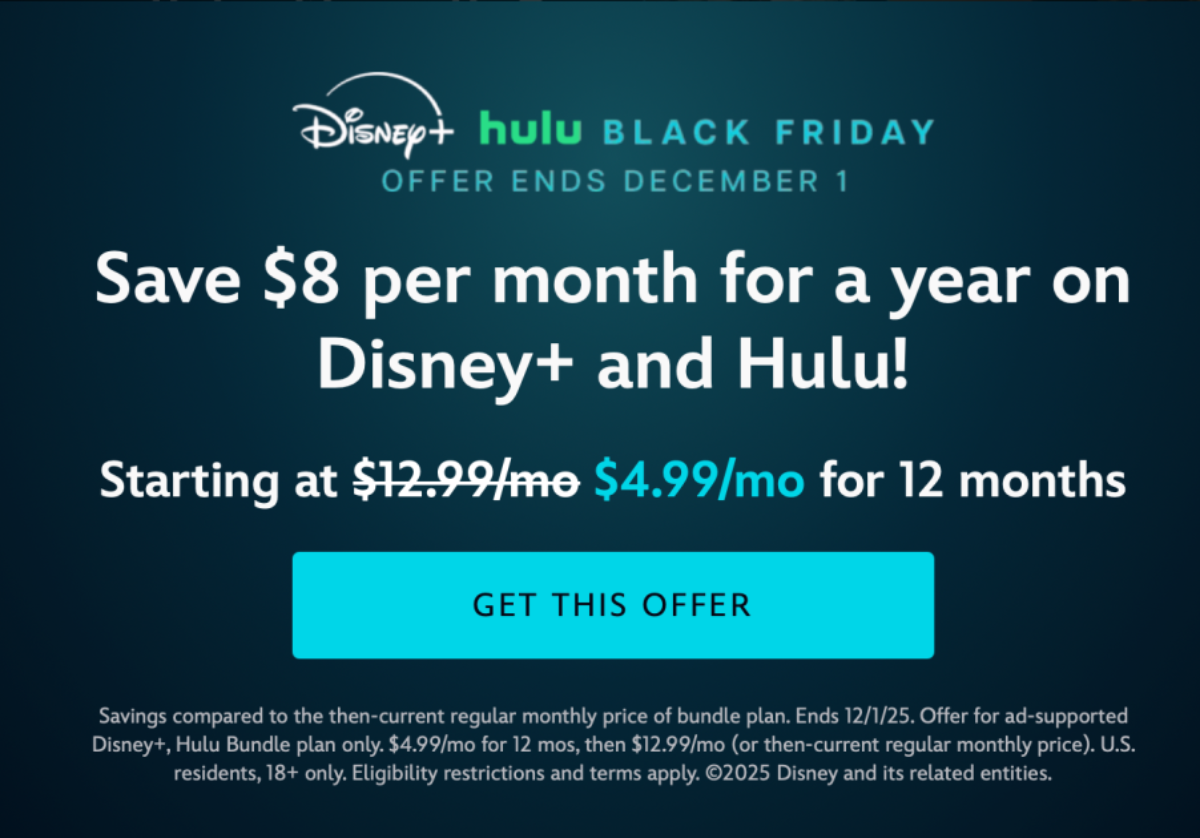 Alea's Deals Disney+ & Hulu Black Friday Offer – $4.99/Month For the Whole YEAR!  