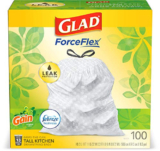 Glad ForceFlex Tall Kitchen Drawstring Trash Bags, 13 Gal, 100 Ct  – ON SALE+SUB/SAVE!