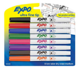 65% Off EXPO Low-Odor Dry Erase Markers, Ultra Fine Tip, Assorted Colors, 8-Count! Was $14.25!