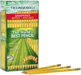 TICONDEROGA Pencils, Wood-Cased #2 HB Soft, Pre-Sharpened with Eraser, Yellow, 72-Pack (13972) Up to 55% Off! Was $21.29!