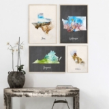 US Rustic Watercolor Map Prints only 5.25!
