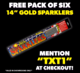 F.R.E.E 6 Pack of Gold Sparklers at Phantom Fireworks!